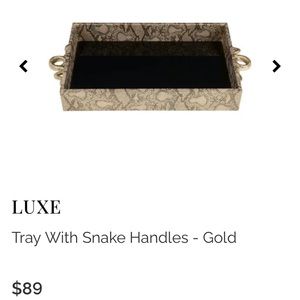 NWT Gold Snake Handled & Snake Print Tray. Luxe brand. Very Unique and Stunning